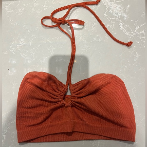 URBAN OUTFITTERS out from under burnt orange key hole tie top - Picture 3 of 5